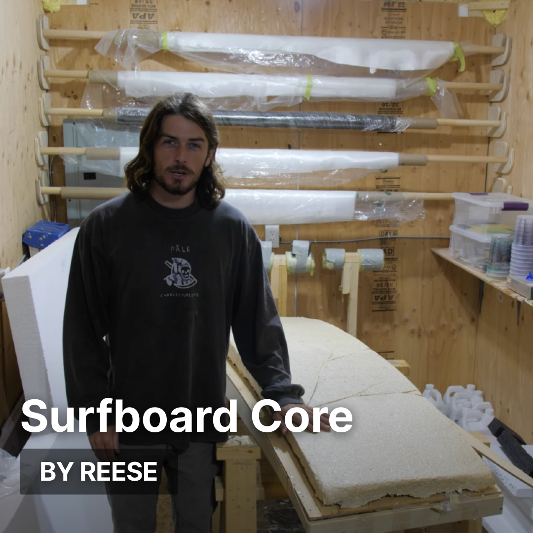 Shaping a mycelium core surfboard